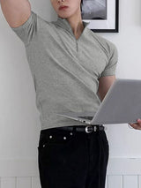 Men's Texture Half Zip Short Sleeve T-Shirt SKUL35294