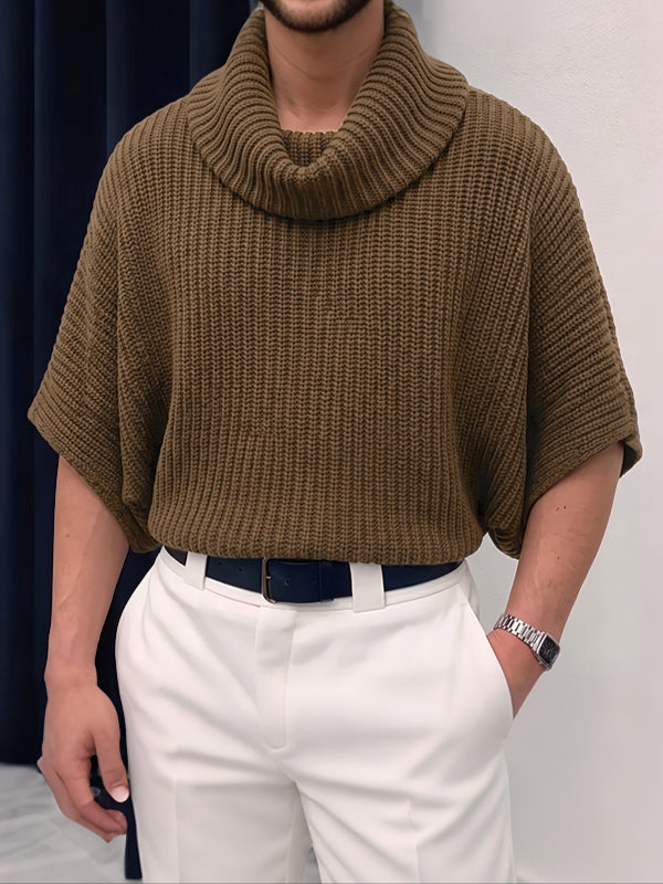 [Pre-order] Men's Clean-Fit Minimalist Coffee Lounge Ribbed Knit Drop Shoulder Sweater SKUL86869