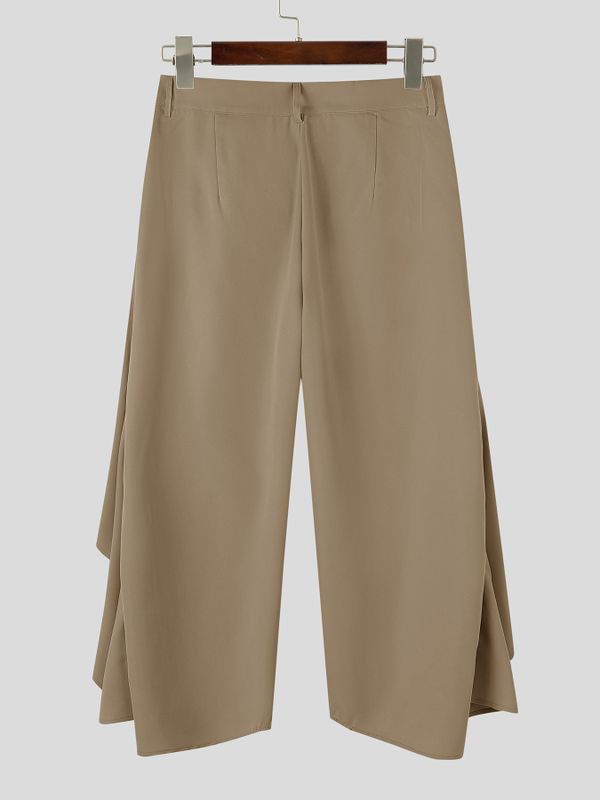 Men's Avant-Garde Darkwear Urban Street Asymmetric Skirt Overlay Drop-Crotch Pant SKUL84575