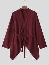 Men's Deconstructed Pleated Waist Drawstring Long Sleeve Shirt SKUL32840