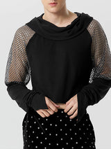 Mens Mesh Patchwork Hooded Crop Top SKUK35598