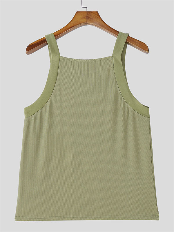 Mens Solid Color Knit Casual Tank SKUL18724