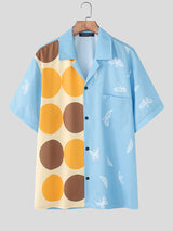 Men's Butterfly Print Contrast Short Sleeve Shirt SKUL20046