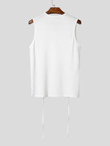 Mens Solid Color Textured Double-Layer Casual Tank SKUL16263