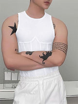 Men's Solid Color Knit Slim Fit Casual Tank SKUL15153