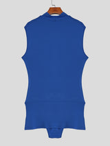 Men's Solid Color Cutout Slim Fit Bodysuit SKUL18647