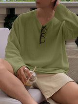 Mens Solid Textured Long Sleeve T-Shirt SKUL02425