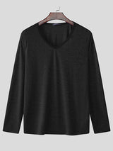 Mens Sparkling V-Neck Long Sleeve T-shirt SKUL02089