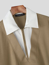 Men's Color Block V Neck Short Sleeve T-Shirt SKUL38892