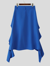 Mens Solid Color Ruched Ruffle Short SKUL09553