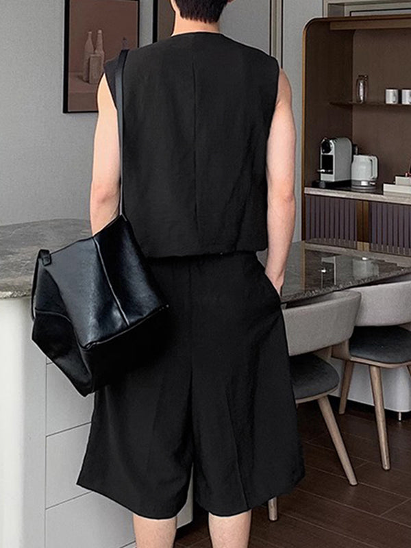 Mens Solid Color Casual Two Pieces Outfit SKUL09416