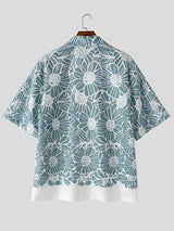 Mens Lace Patchwork Short Sleeve Shirt SKUL08489