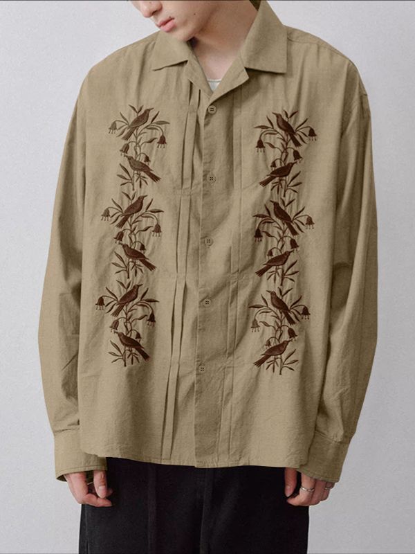 Men's Casual Embroidery Long Sleeve Shirt SKUL41023