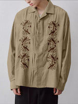 Men's Casual Embroidery Long Sleeve Shirt SKUL41023
