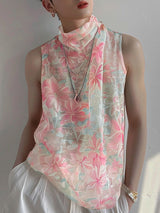 Mens Chiffon Printed Sheer High Neck Tank SKUK67469