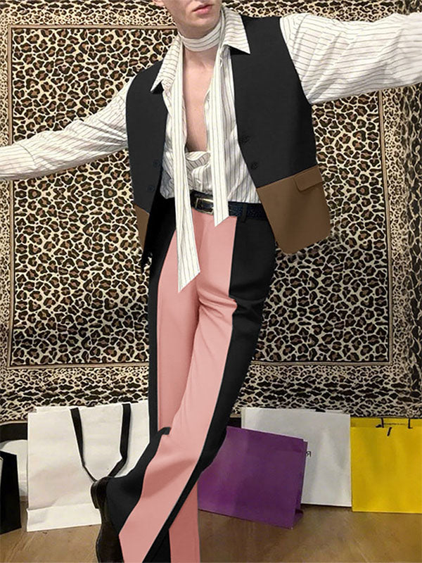 Men's Colorblock Casual Two Pieces Outfit SKUL24987