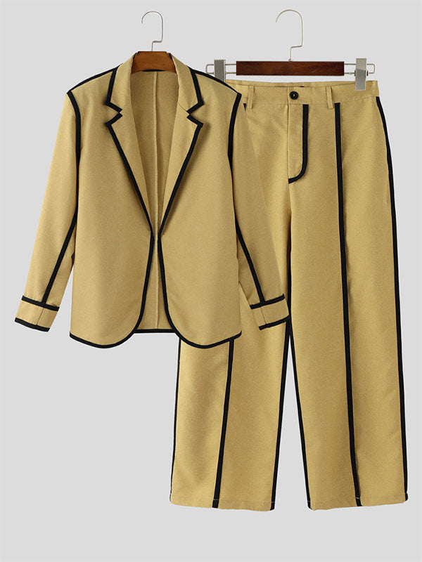 Men's Bold Stripe Colorblock Casual Two Pieces Outfit SKUL24964