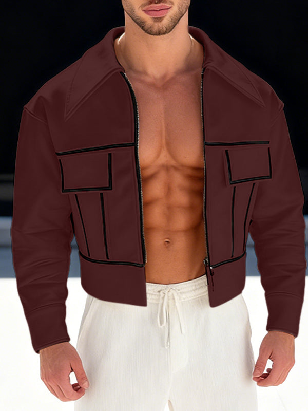 Men's Contrast Line Long Sleeve Jacket SKUL48869