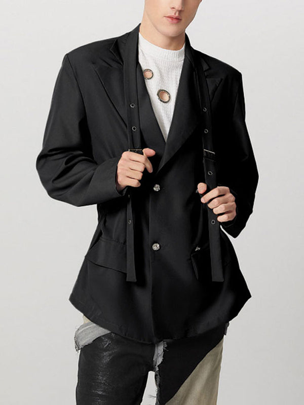 Mens Lace-Up Design Long Sleeve Blazer SKUK80595