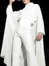 Men's Cape Patchwork Panel Semi Sheer Long Sleeve Shirt SKUL45327