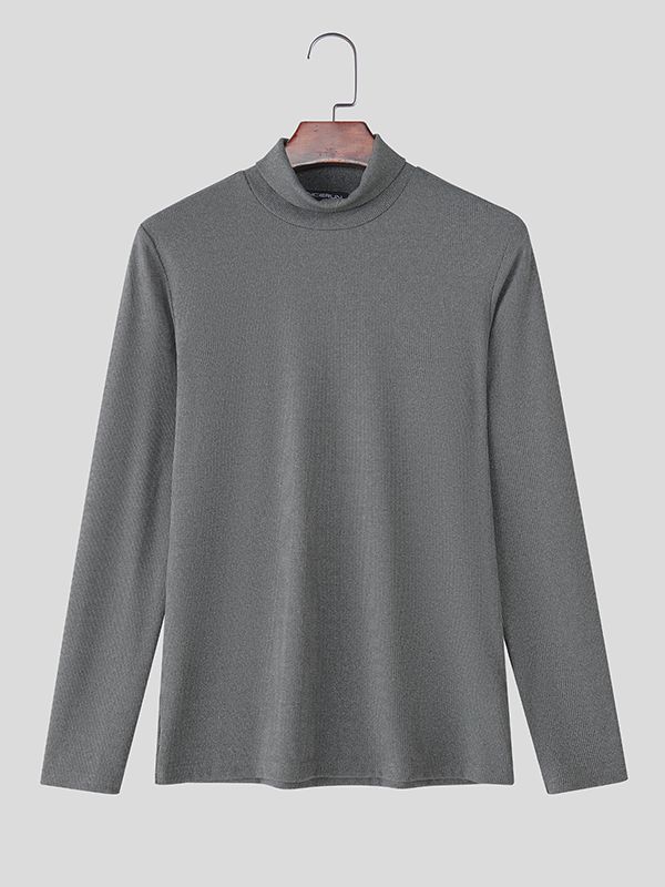Men's Slim Fit Base Layer High Neck Long Sleeve T-Shirt SKUL35287