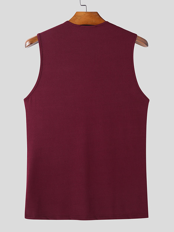 Mens Solid Textured Casual Tank SKUL01330