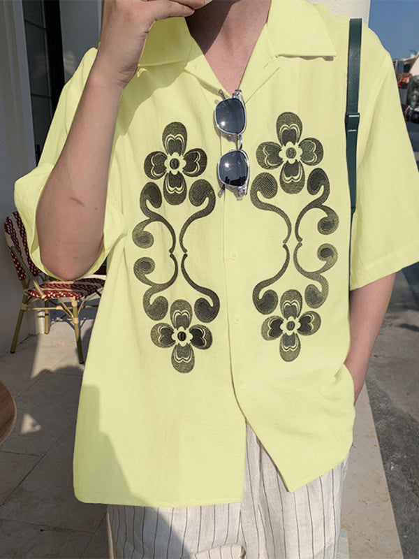 Men's Floral Print Short Sleeve Shirt SKUL21004