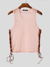 Mens Sheer Side Cutout Cropped Tank SKUL10655