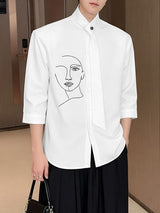 Men's Asymmetric Placket Abstract Print Long Sleeve Shirt SKUL50042