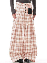 Men's Plaid Button Front Wide Leg Pant SKUL50711
