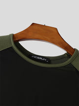 Mens Sheer Mesh Patchwork Short Sleeve T-Shirt SKUL13682