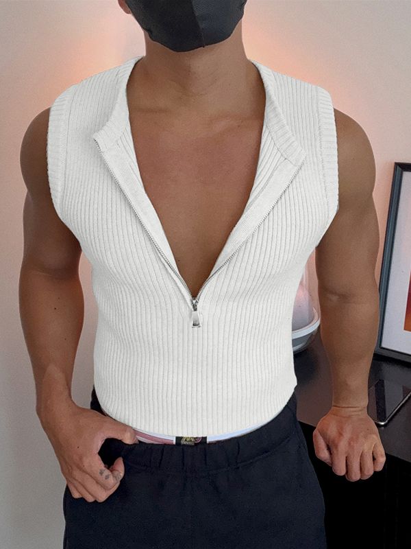 Men's Solid Color Textured Casual Tank SKUL41392