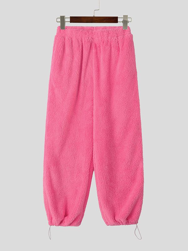 Men's Solid Color Plush Loose Pant SKUL38976