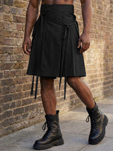 Men's Multi-Strap Cargo Aesthetic Pleated Wrap Skirt SKUL60271