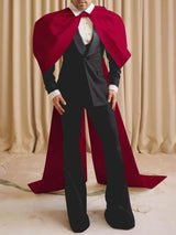 Mens Solid Color Split Hem Wide-Shoulder Cape SKUL08464