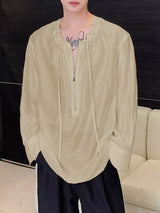 Mens Solid See Through Long Sleeve Shirt SKUK61557