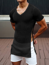 Mens Sheer Mesh Side Slit Short Sleeve T-Shirt SKUL04314