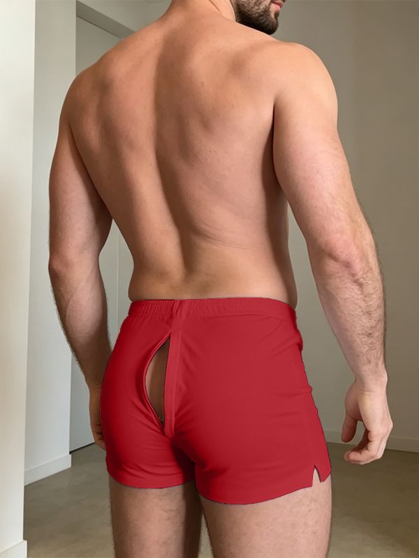 Men's Avant-Garde Rear Zipper Cutout Body-Con Athletic Short SKUL64154