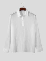 Mens Texture See Through Solid Golf Shirt SKUK49642