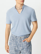 Mens Solid V-Neck Knit Short Sleeve T-Shirt SKUK40546