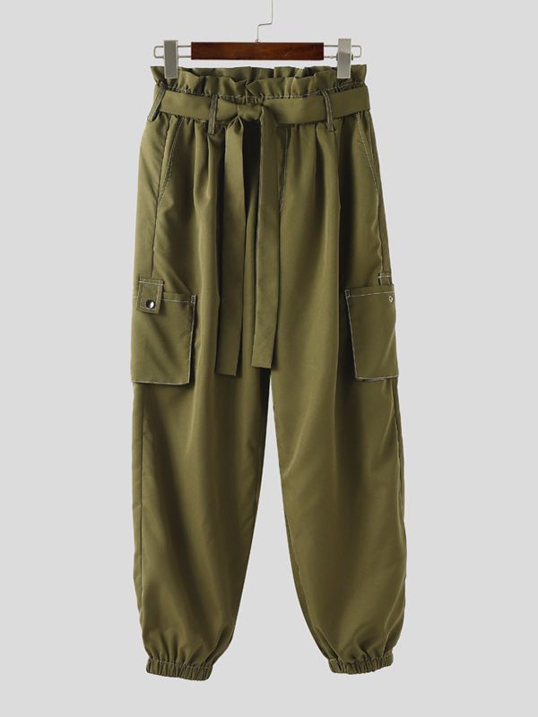 Men's Solid Color Pocket Tie Pant SKUL36597