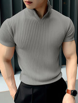 Mens Solid Textured Casual Short Sleeve T-Shirt SKUK54546