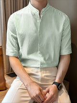 Men's Minimalist Stripe Short Sleeve Shirt SKUL49909