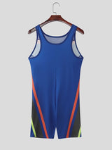 Men's Avant-Garde "23" Graphic Color-Block Mesh Panel Athletic Bodysuit SKUL54072