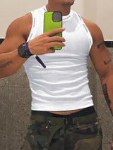 Mens Letter Print Patchwork Knit Tank SKUL02173