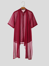 Mens Sheer Long Hem Short Sleeve Shirt SKUL05800