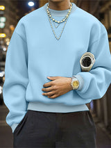Men's Solid Color Casual Textured Long Sleeve Sweatshirt SKUL28385