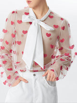 Mens Glitter Heart See Through Tie Shirt SKUK44688