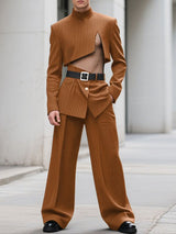 Men's Striped Asymmetric Cropped Two Pieces Outfit SKUL32747