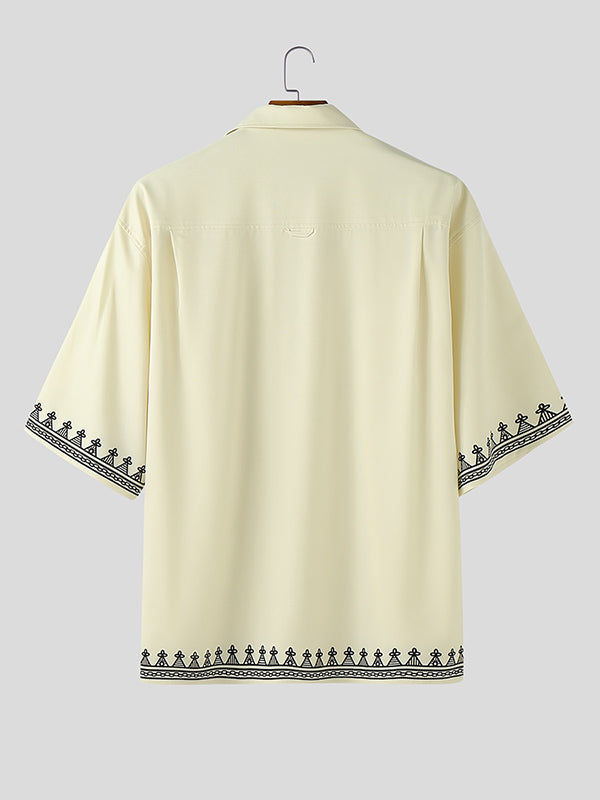 Mens Casual Cuban Collar Short Sleeve Shirt SKUL11569